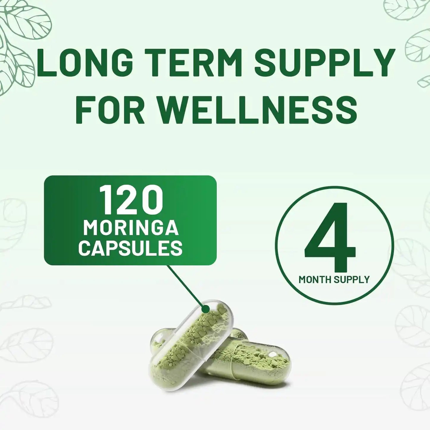 120 Moringa Capsules - 1000mg Moringa Oleifera Leaf | Moringa Supplement for Energy & Immune Support - 4 Month Supply