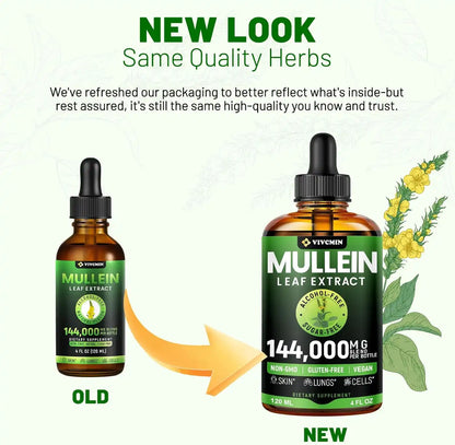 Mullein Drops for Lungs with Licorice & Astragalus, Lung Detox for Smokers Tincture, Respiratory & Immune Support, Mullein Leaf Extract for Lung Cleanse, 4 fl oz