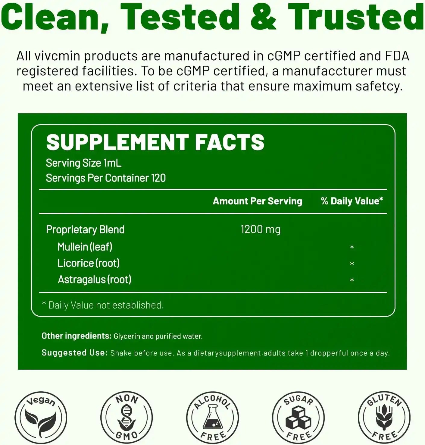 Mullein Drops for Lungs with Licorice & Astragalus, Lung Detox for Smokers Tincture, Respiratory & Immune Support, Mullein Leaf Extract for Lung Cleanse, 4 fl oz