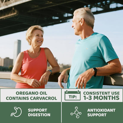 Oil of Oregano with Black Seed Oil - Herbal Supplement Contains Carvacrol - Support Immune & Digestion - Gluten, Soy & Sugar Free - 60 Softgels