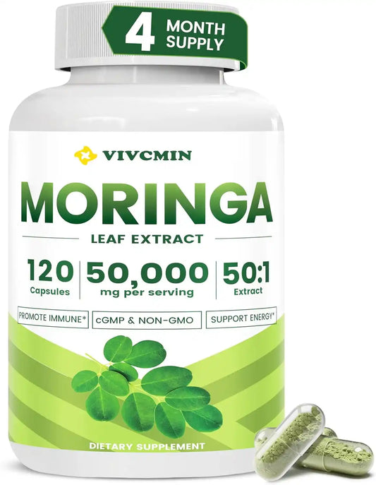 120 Moringa Capsules - 1000mg Moringa Oleifera Leaf | Moringa Supplement for Energy & Immune Support - 4 Month Supply